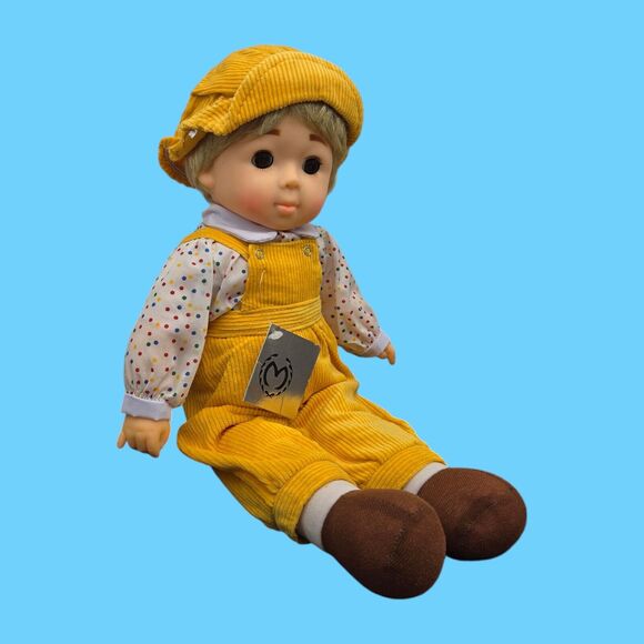 1984 Vintage 19" Vinyl Plush Boy Doll "Sunny" Mitchell Co Kansas Yellow Corduroy - Picture 1 of 11